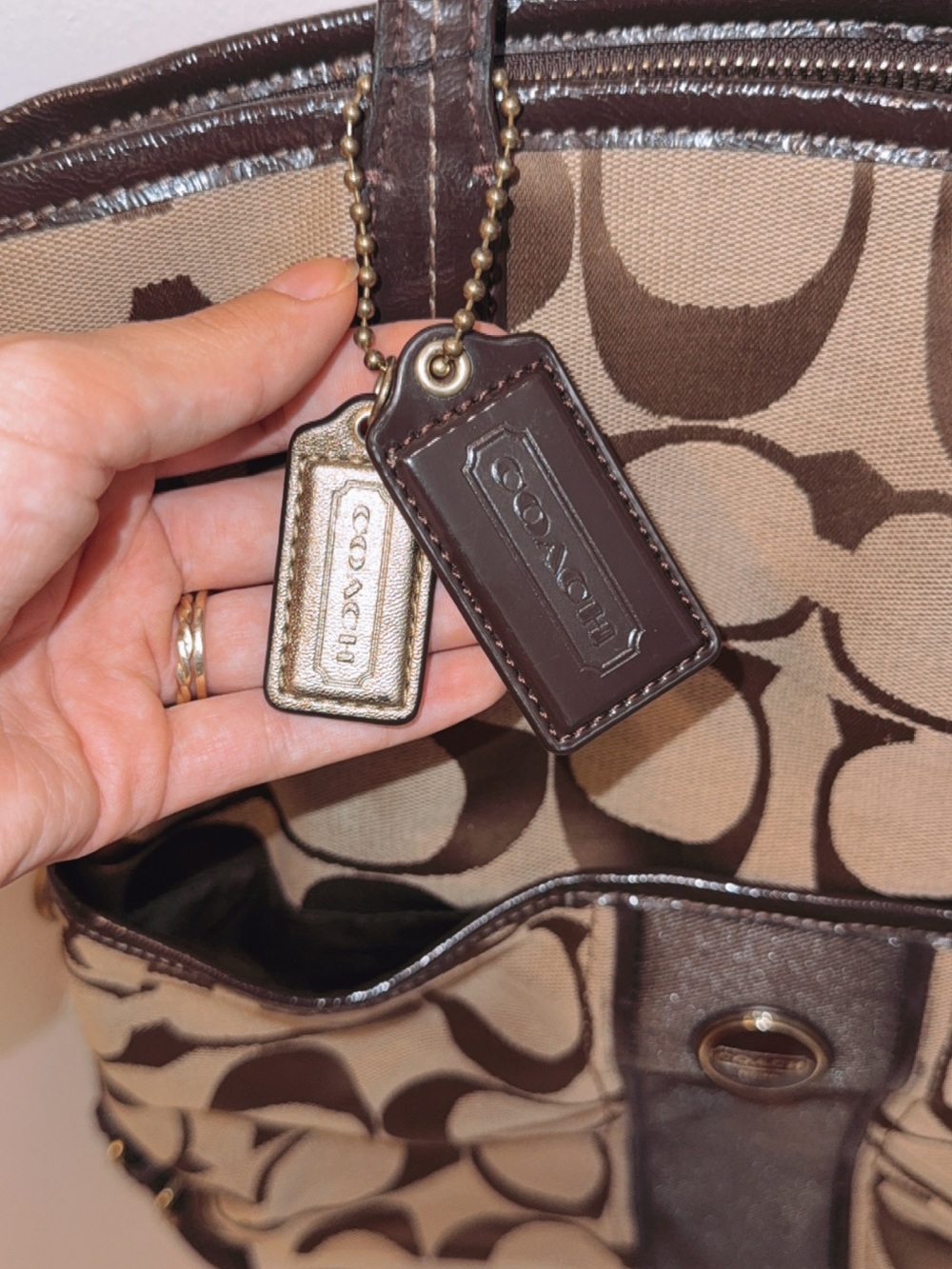 Coach Signature Stripe Foldover Tote F23304 - Picture 5 of 6
